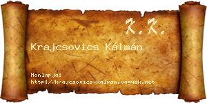 Krajcsovics Kálmán névjegykártya